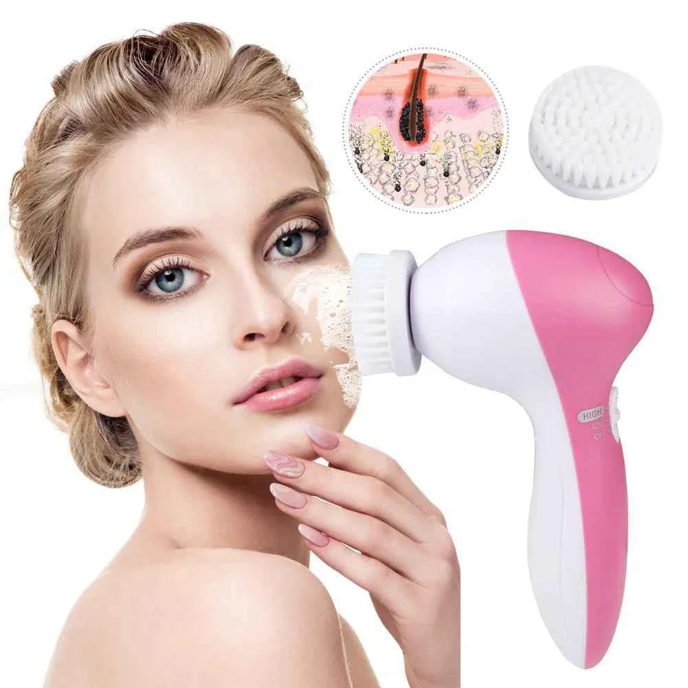 Electronic Spinning Facial Deep Cleansing Brush with 5 Brush Heads