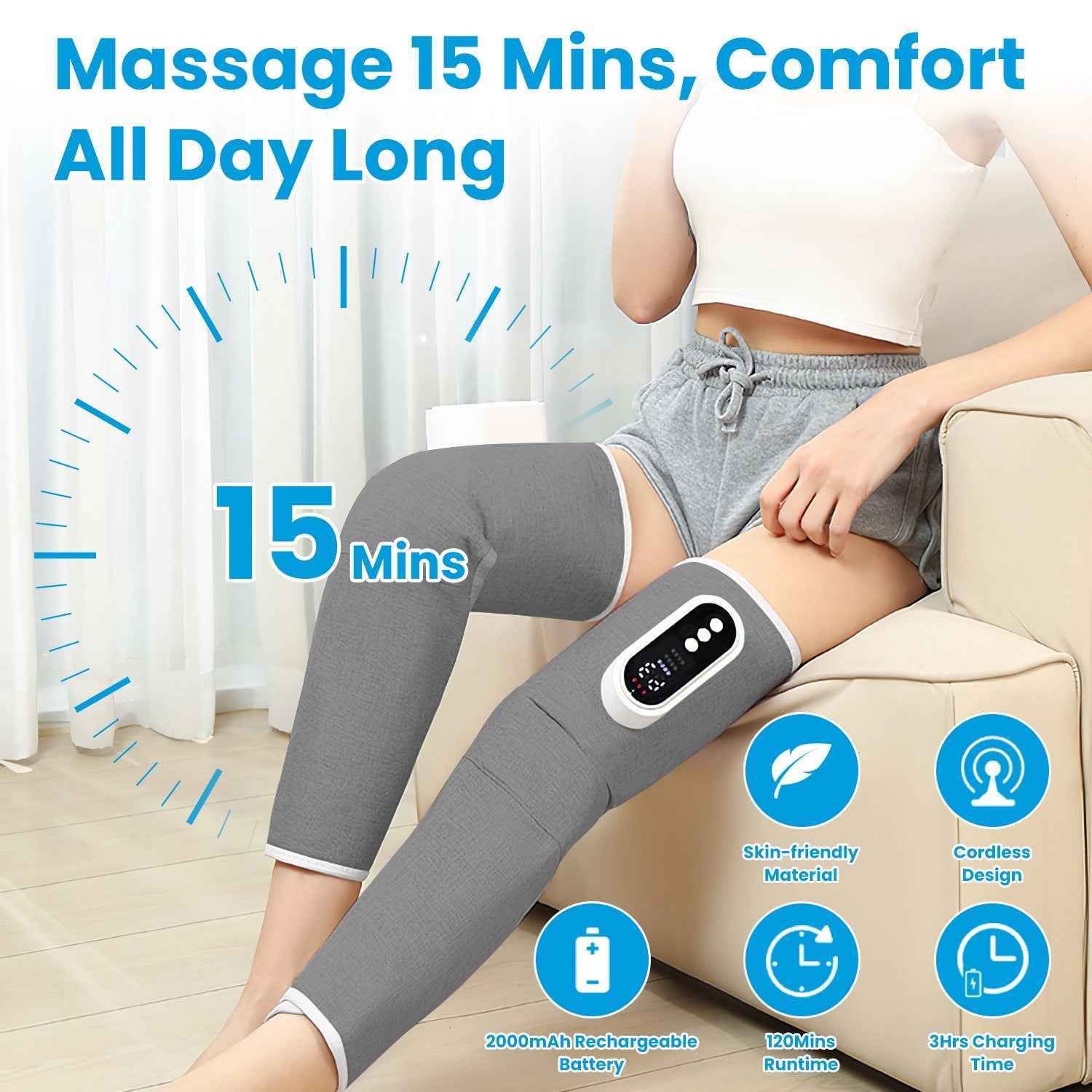 Cordless Heating Air Compression Knee Massager