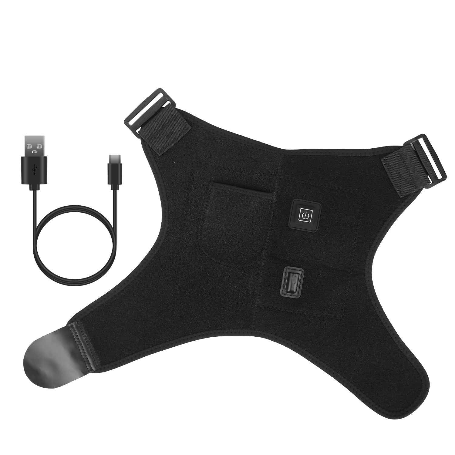 1Pc Heated Shoulder Brace Electric Heating Pad Therapy Shoulder Heating Wrap Compression Sleeve For Shoulder Pain Muscle Stiffness Bursitis Tendonitis - SYVELYA LABS