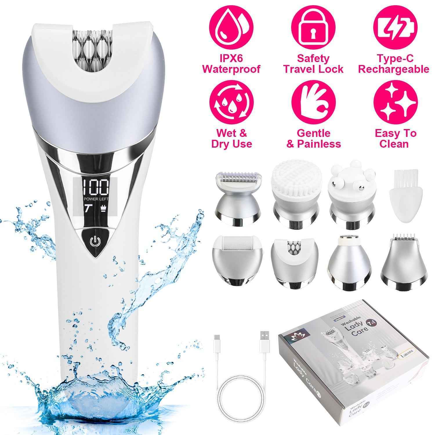7 In 1 Rechargeable Electric Epilator for Women