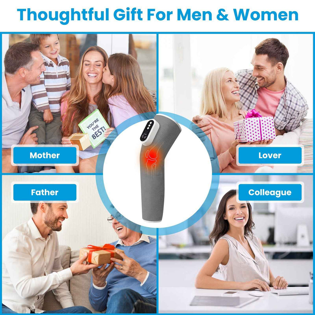 Cordless Heating Air Compression Leg and knee Massager With Heat Thigh Knee Calf Massager With 3 Modes Adjustable Wrap For Pain Relief - SYVELYA LABS