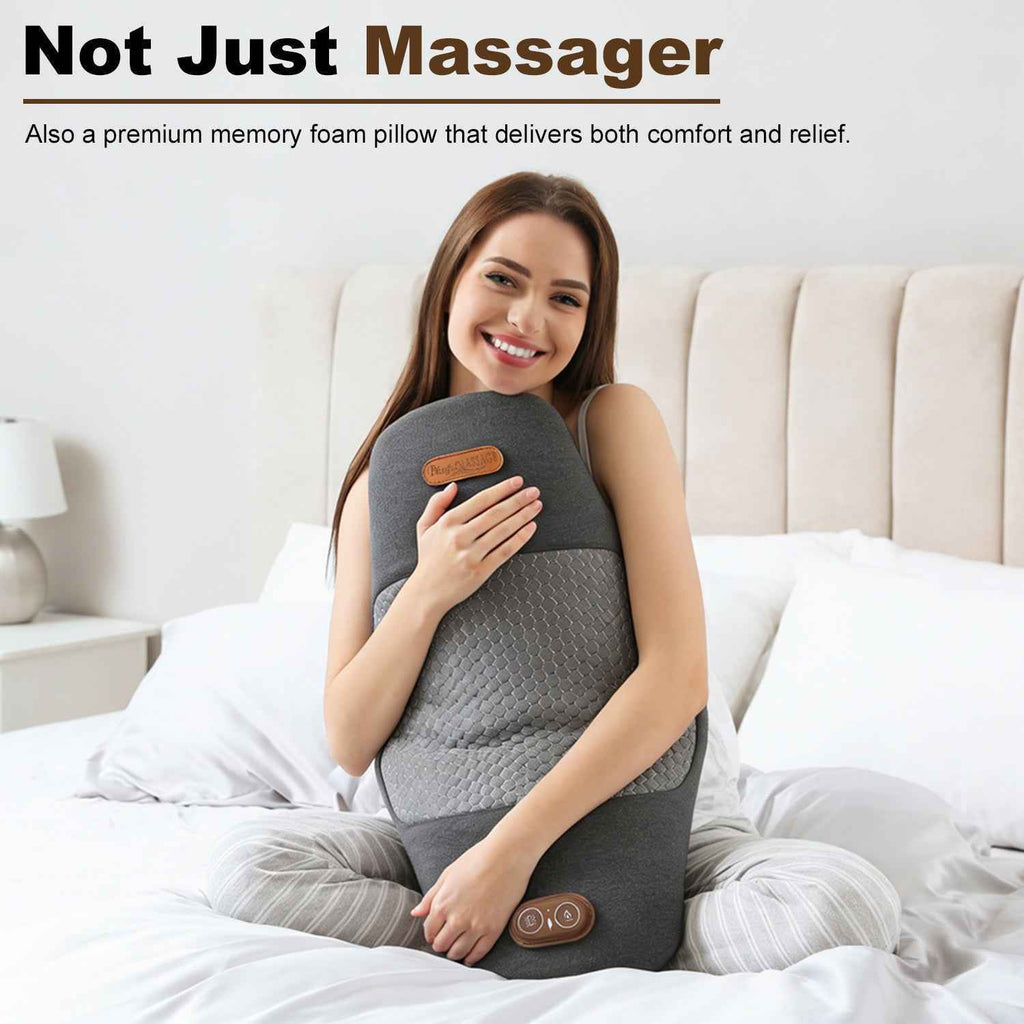 2 In 1 Electric Lumbar Massager Pillow with Heat & Vibration