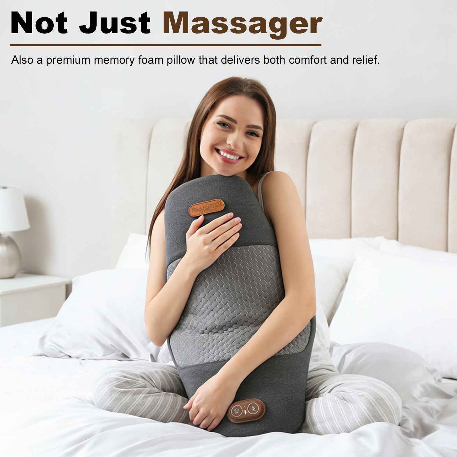 2 In 1 Electric Lumbar Massager Pillow with Heat & Vibration