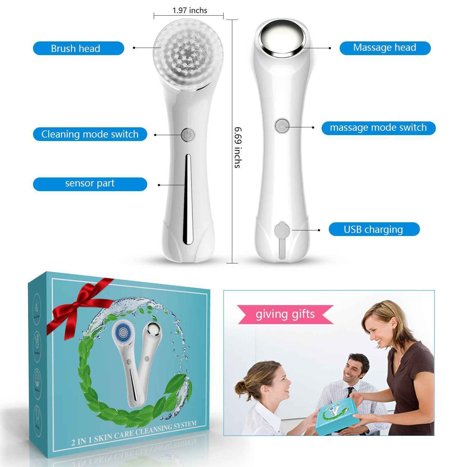 3 in 1 Rechargeable Facial Cleansing Exfoliating Brush
