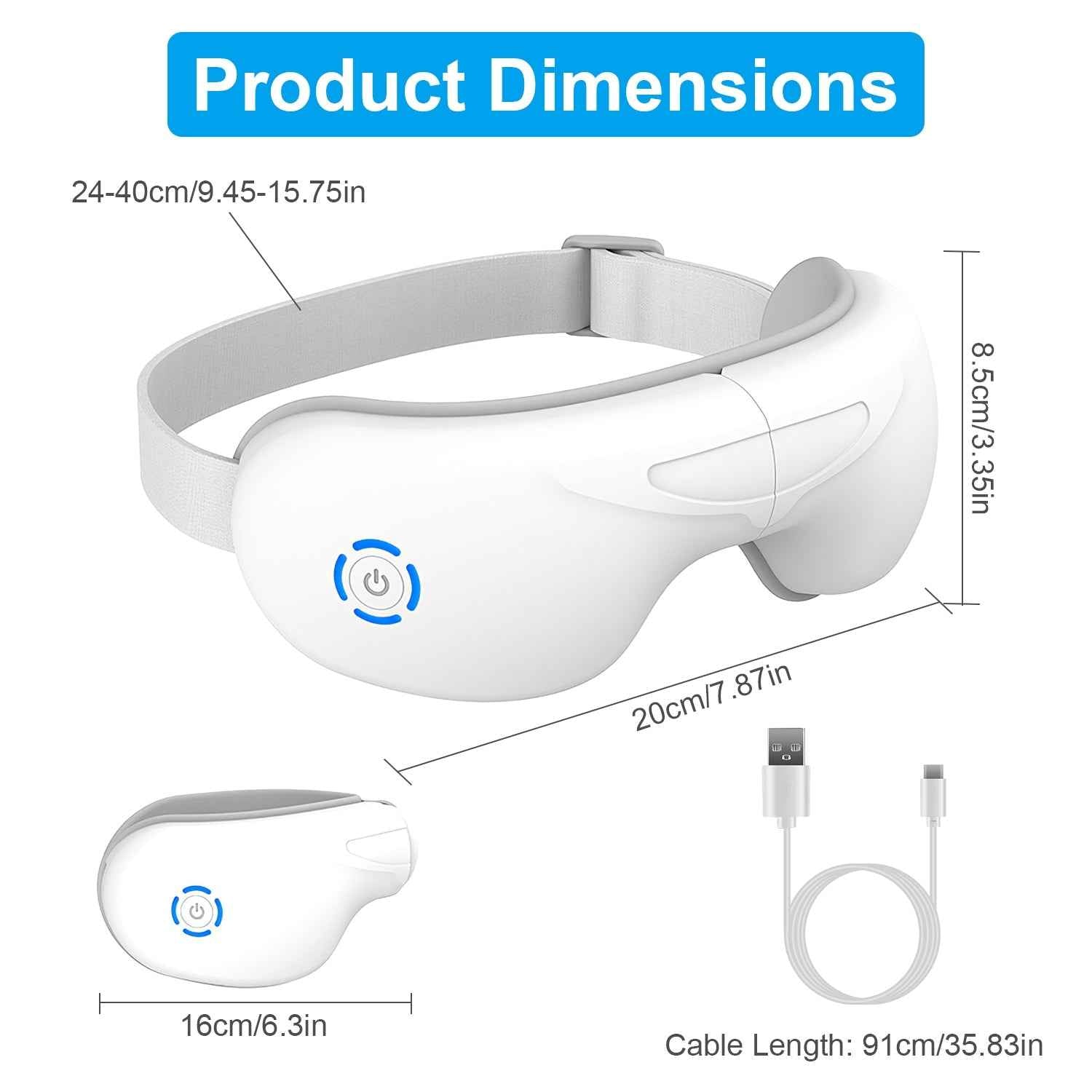 1Pc Eye Massager With Heat Music Air Pressure Vibration Massage Rechargeable For Men Women Elders Wireless Eye Mask - SYVELYA LABS