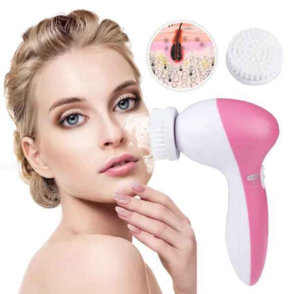Electric Facial Deep Cleansing Brush with 5 Brush Heads