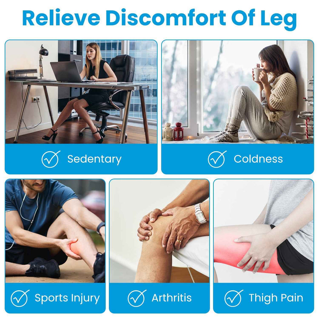 Cordless Heating Air Compression Leg and knee Massager With Heat Thigh Knee Calf Massager With 3 Modes Adjustable Wrap For Pain Relief - SYVELYA LABS
