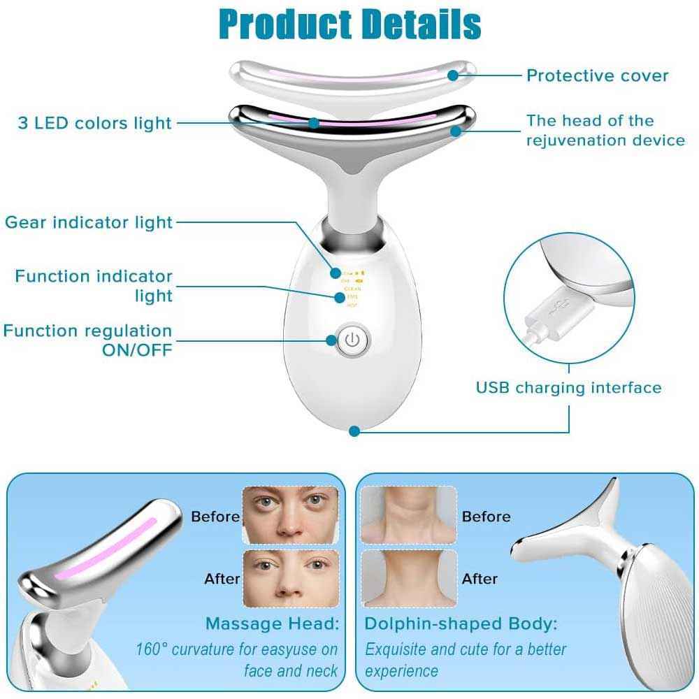 White Ultrasonic Face and Neck Sculpting Massager