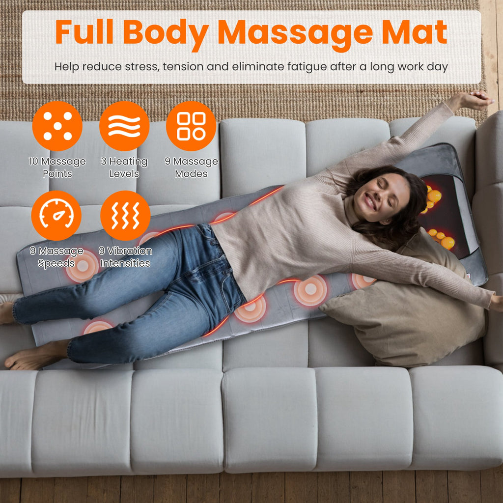 Full Body Electric Vibrating Heating Massage Mat with Neck Pillow